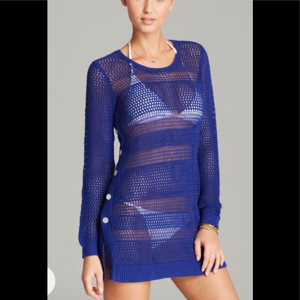 Tommy Bahama Blue Crochet Swim Sweater Cover-up.